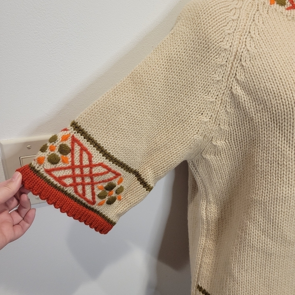 Vintage Tarnie Size M Wool Boho Pattern Sweater Small Flaw View 2